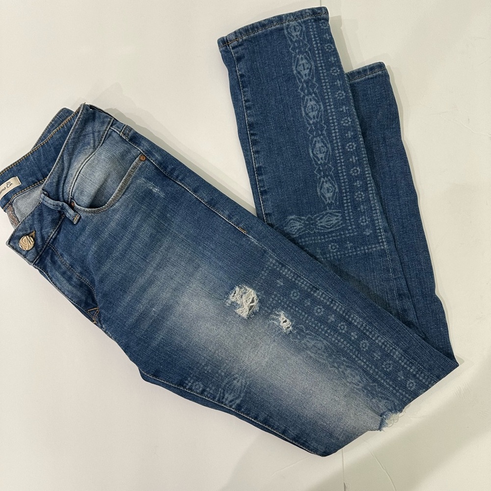 Mavi Jeans Angie Distressed Printed Skinny Jeans